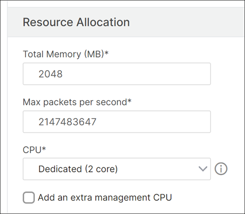 SDX VPX resource allocation
