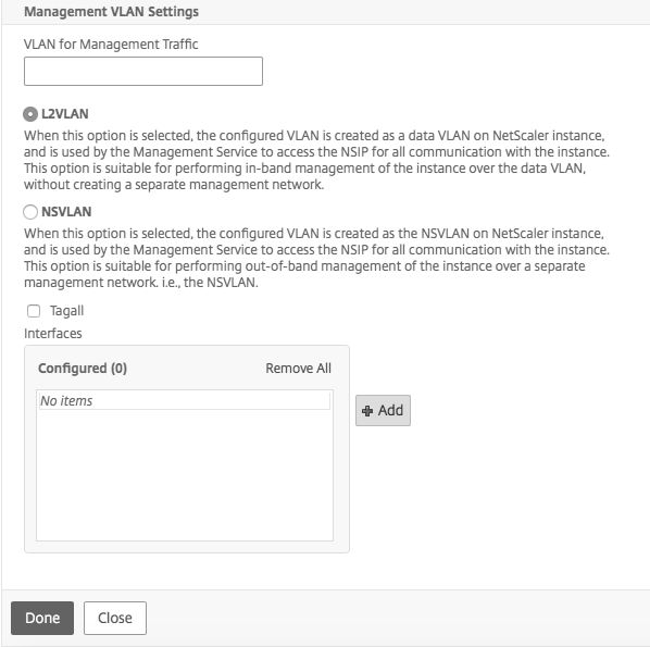 VPX management VLAN setting
