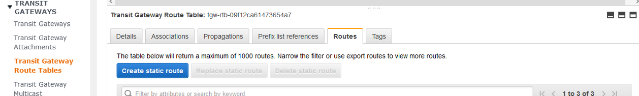 AWS Transit Gateway ルートテーブル