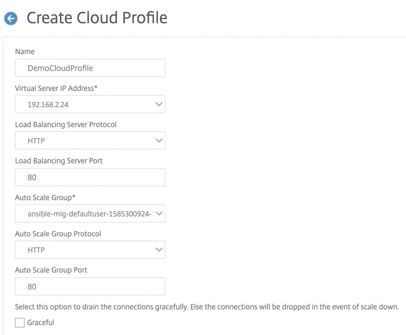 Standardseite für das Cloud-Profil