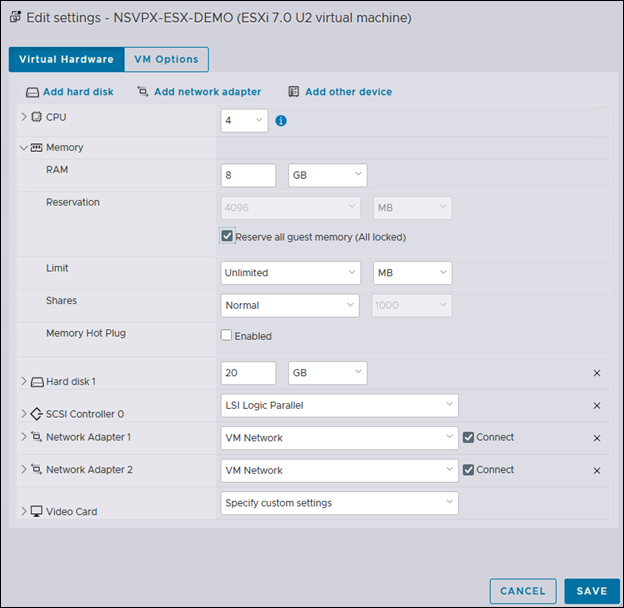 Edit memory settings 1