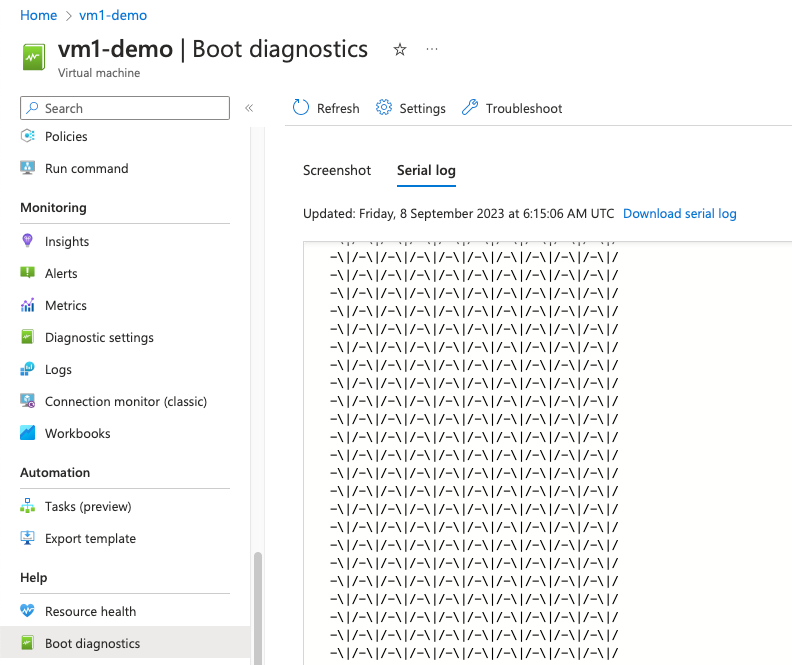 Azure boot diagnostics