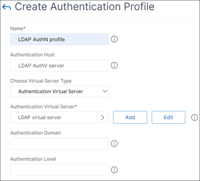 Create authentication profile