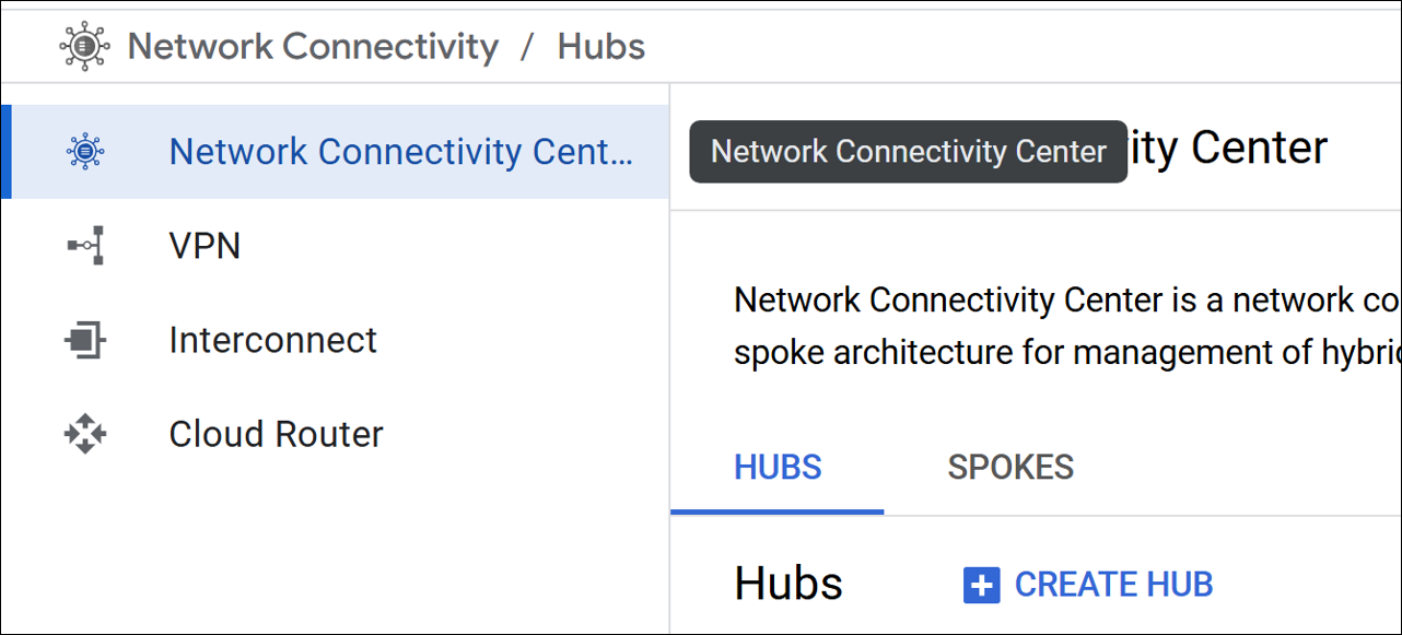 Create Hub in Google Cloud