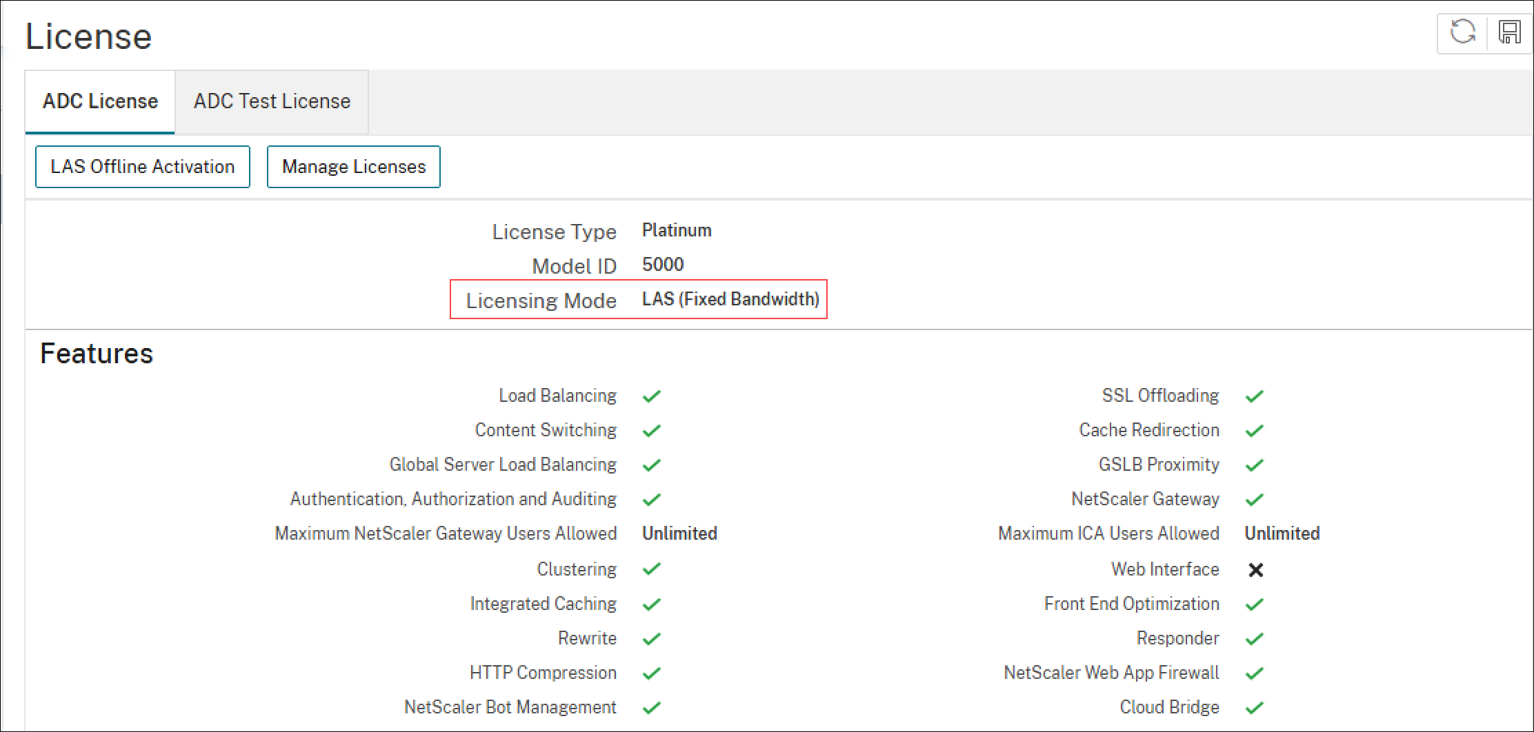 LAS activated NetScaler