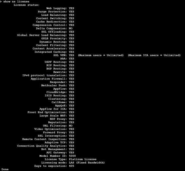 Show license CLI output