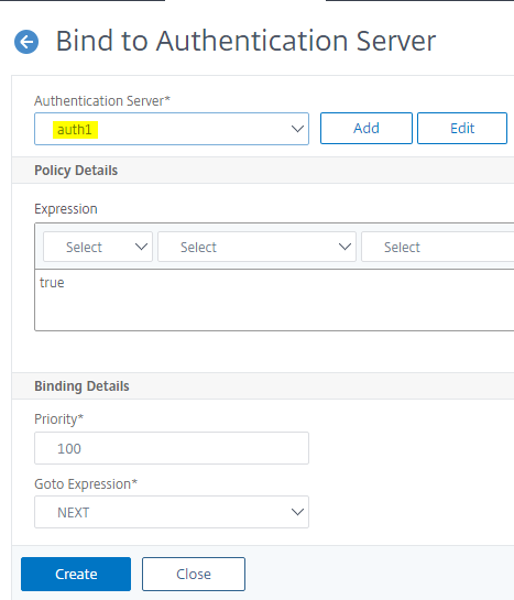 select the factor and bind to auth server