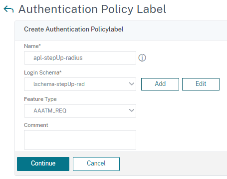 Select auth policy label