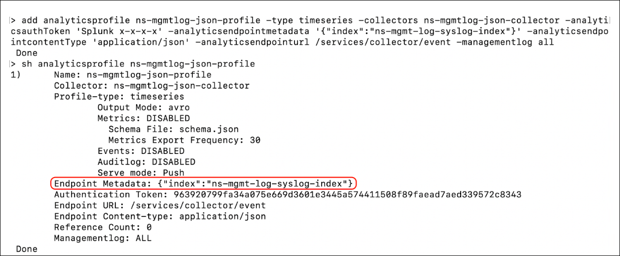 show analyticsprofile correct index