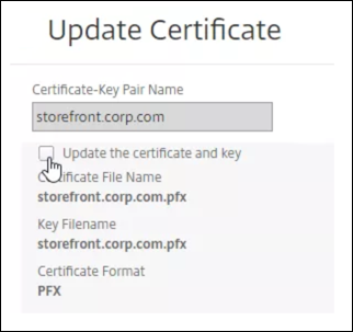 Update server certificate and key