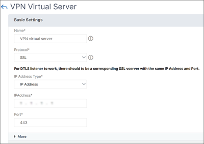 Create VPN virtual server