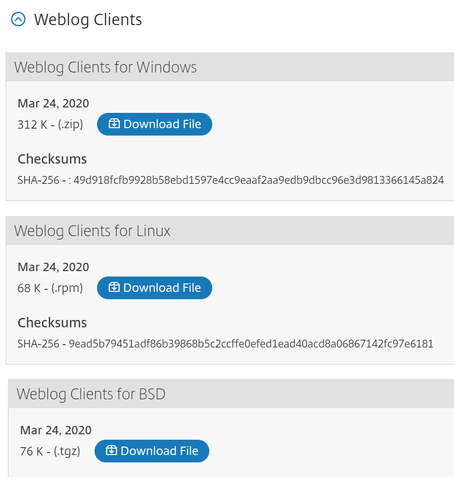 Weblog client download