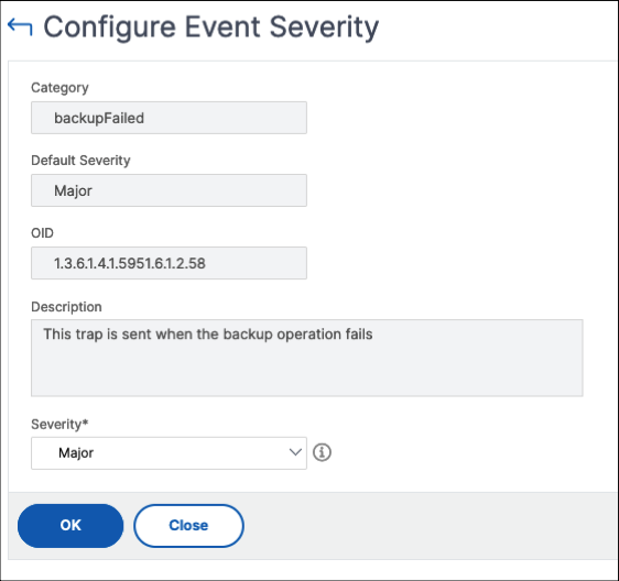 Configure event severity