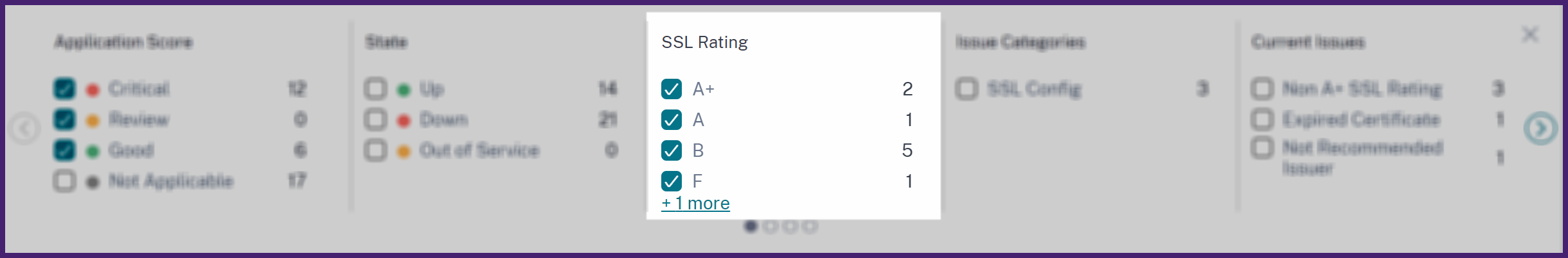 Filter applications by SSL ratings