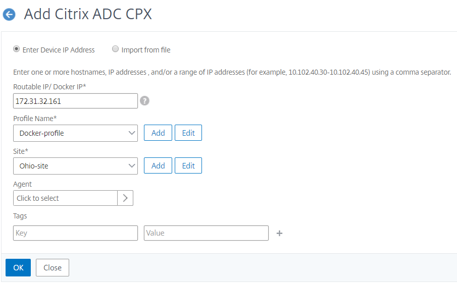 Ajouter NetScaler ADC CPX