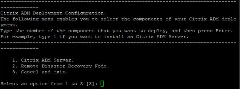 Select NetScaler ADM as a deployment server