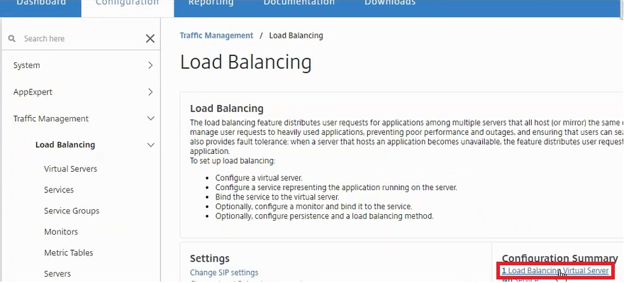 View the load balancer configuration