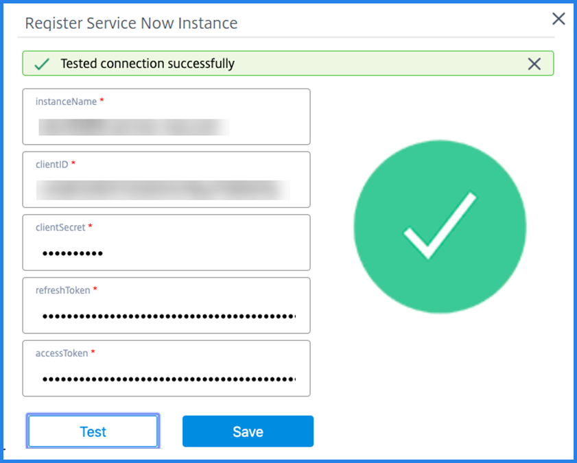 Registrar la instancia de ServiceNow en el adaptador ITSM