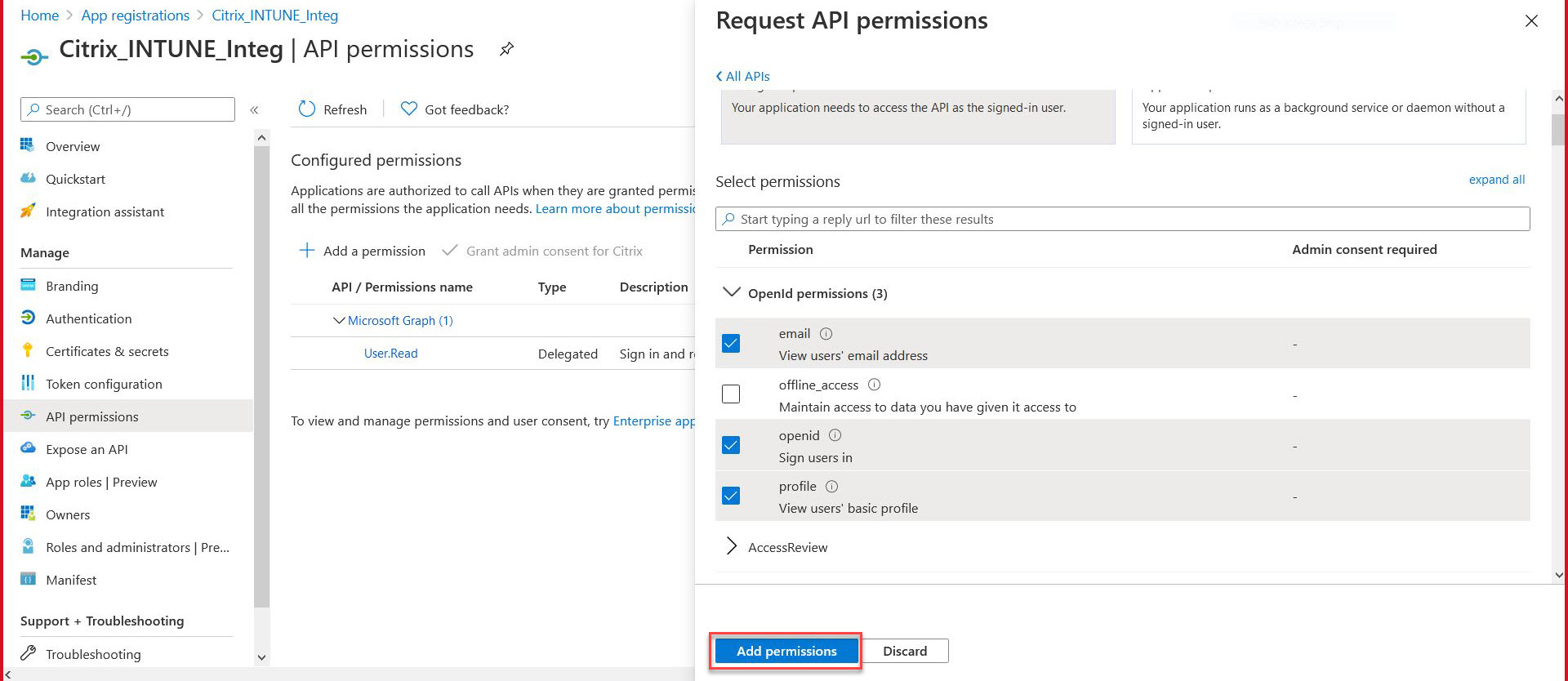 API permission 1