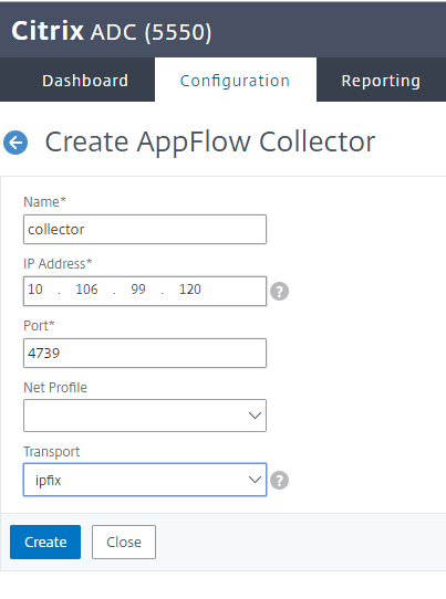 AppFlow Collector-Seite