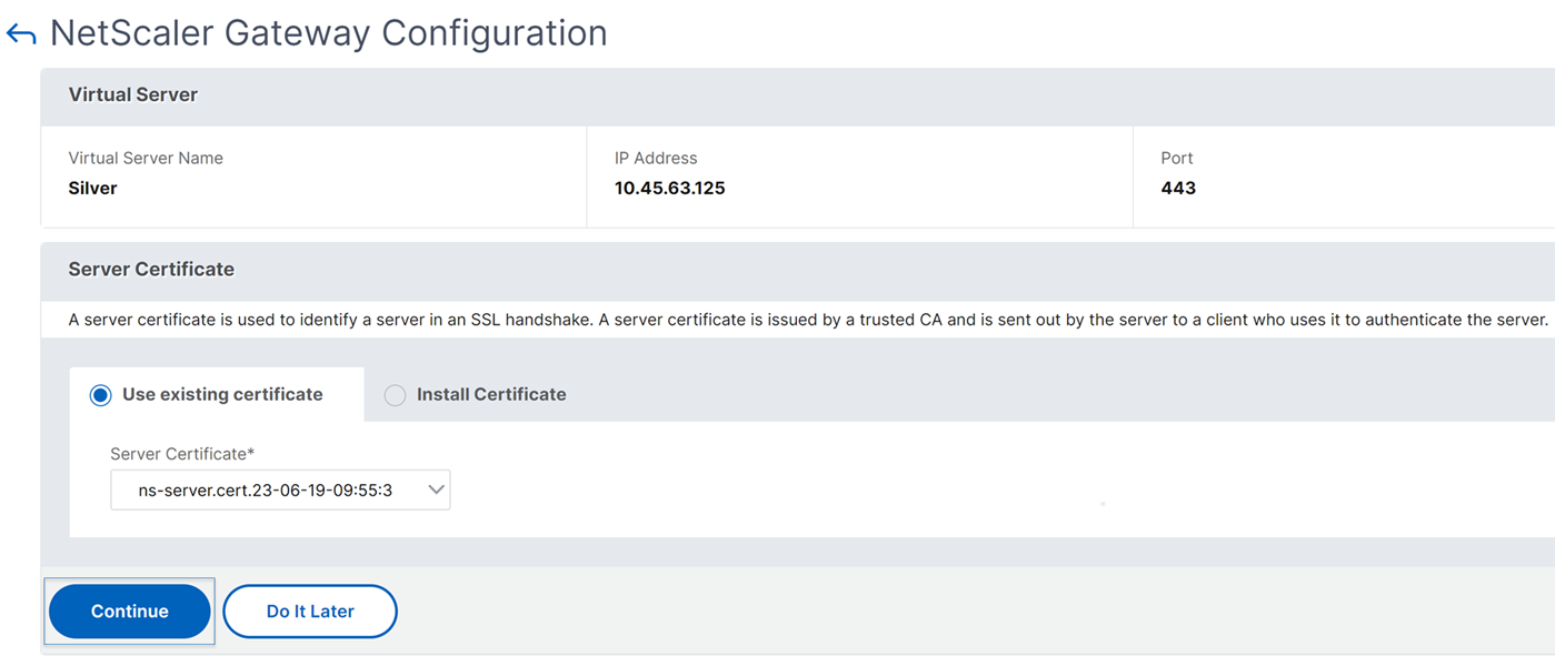 Server Certificate details