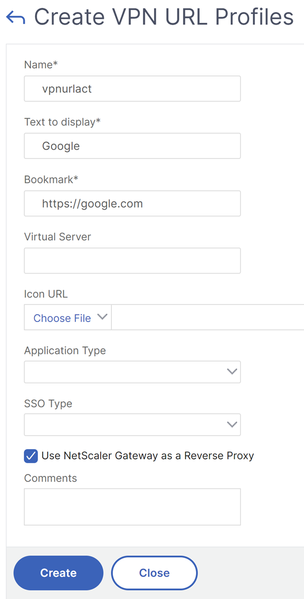 Create a VPN URL profile