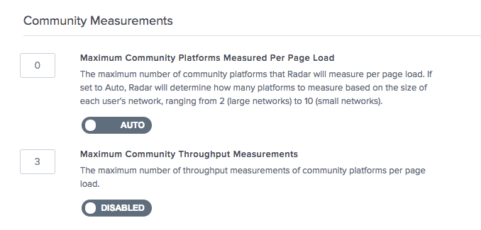 Radar Community Measurements
