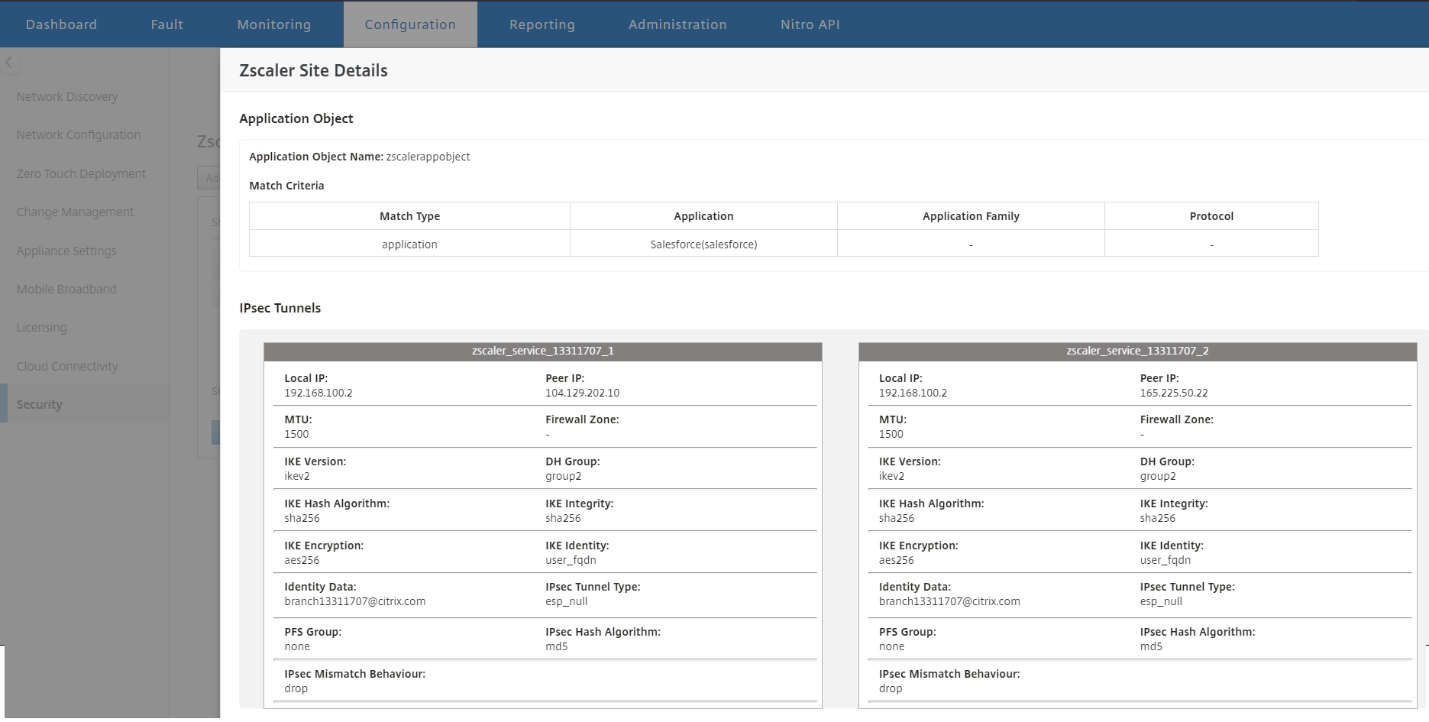 Application object details