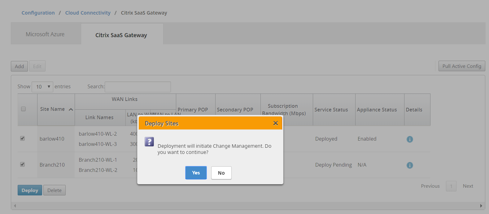 Notificación de implementación de SaaS