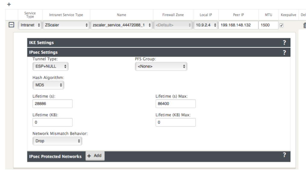 IPsec settings