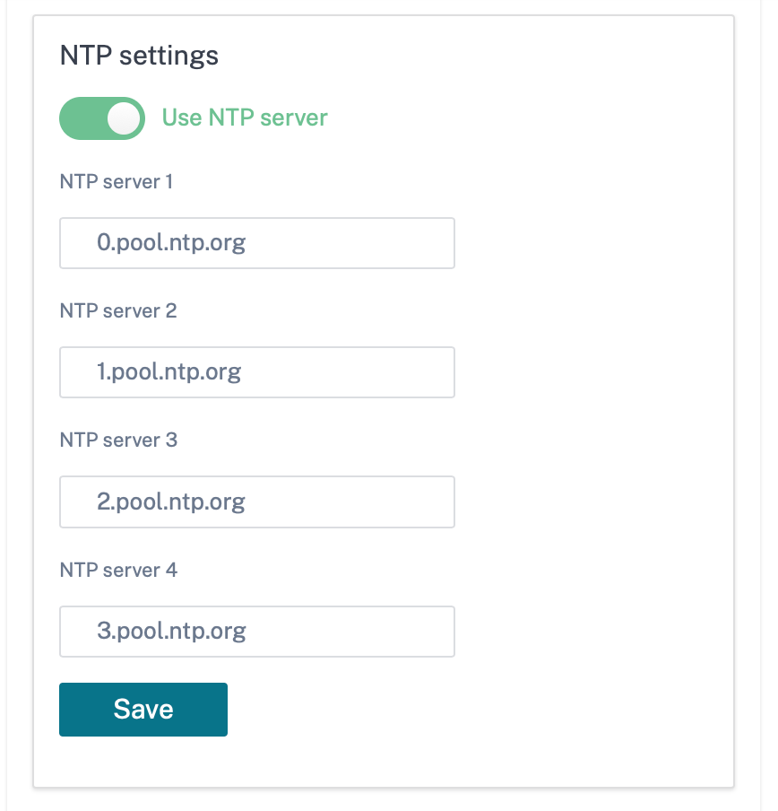 NTP server settings