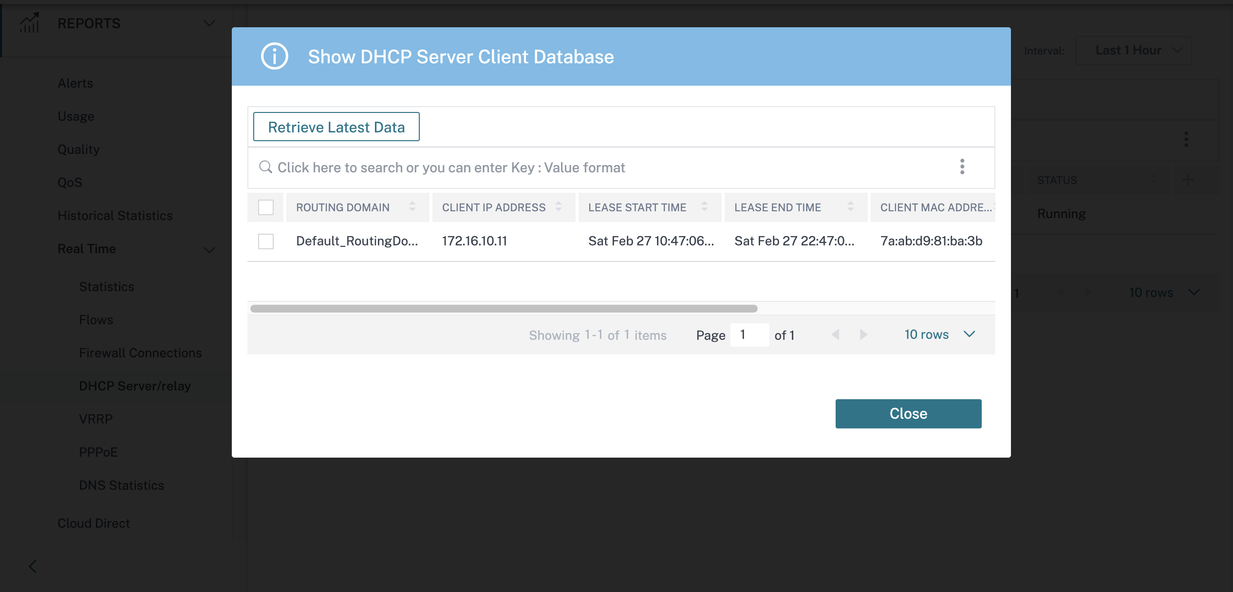 Real-time DHCP report status