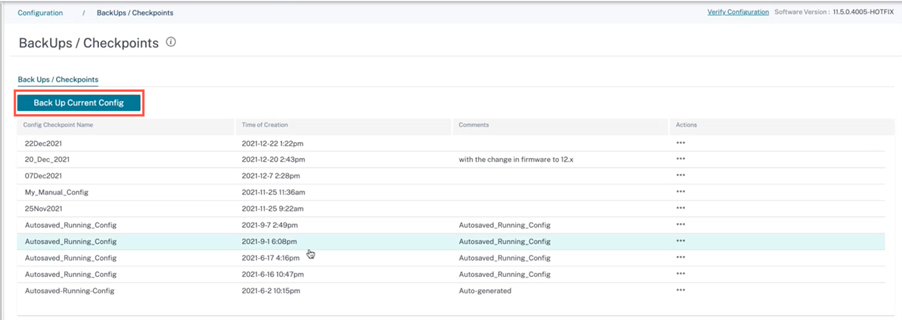 Config actuel de sauvegarde