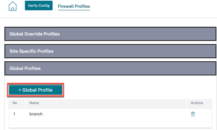 Hosted firewall global profile
