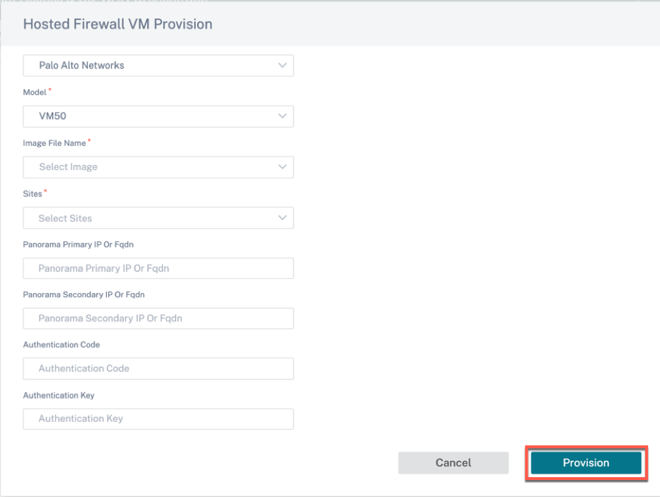 Hosted firewall provision detail