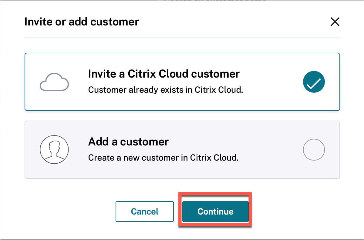 Inviter un client Citrix Cloud