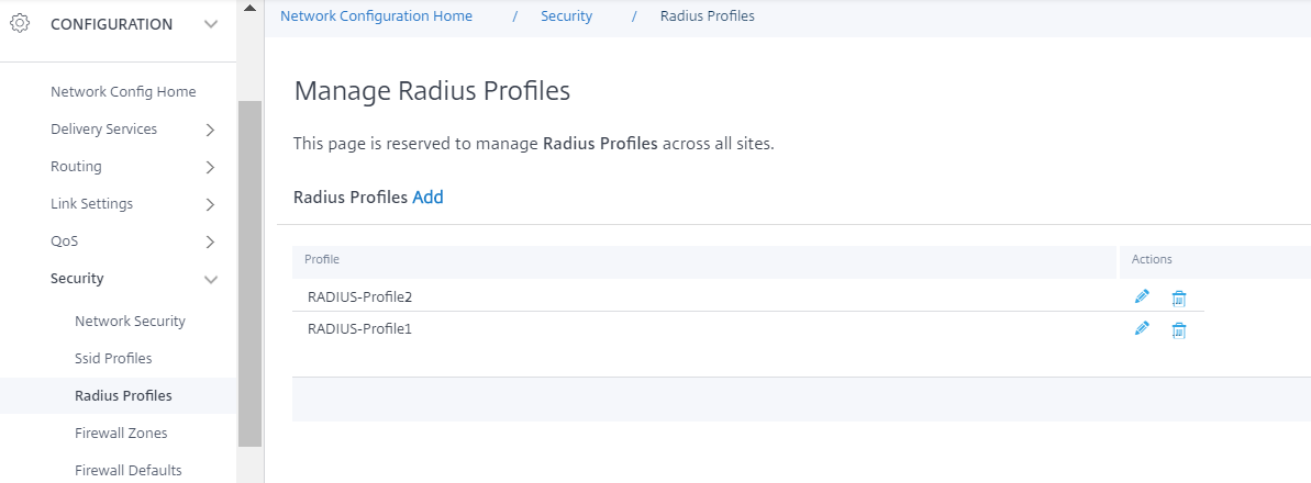 RADIUS profiles