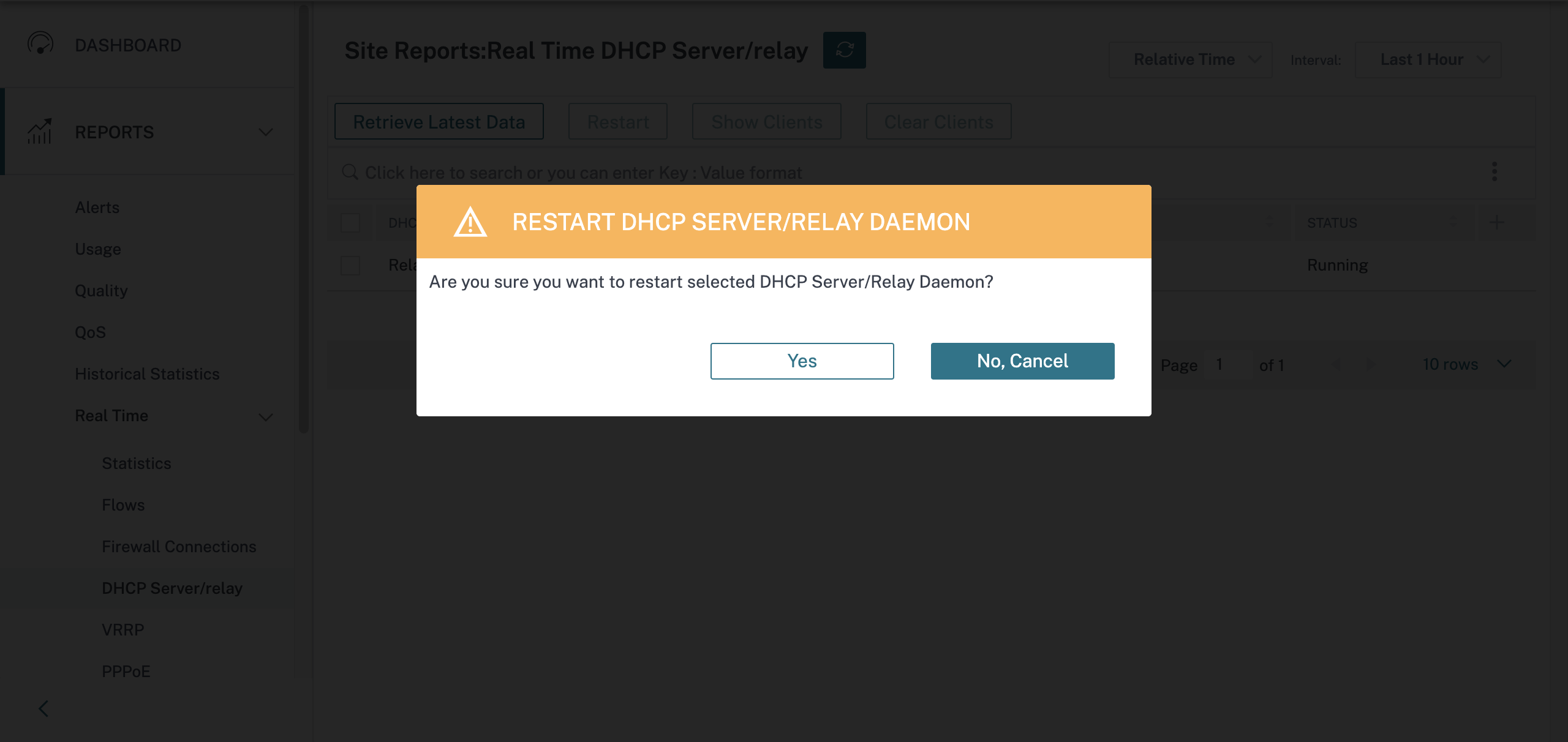 实时 DHCP 报告重启