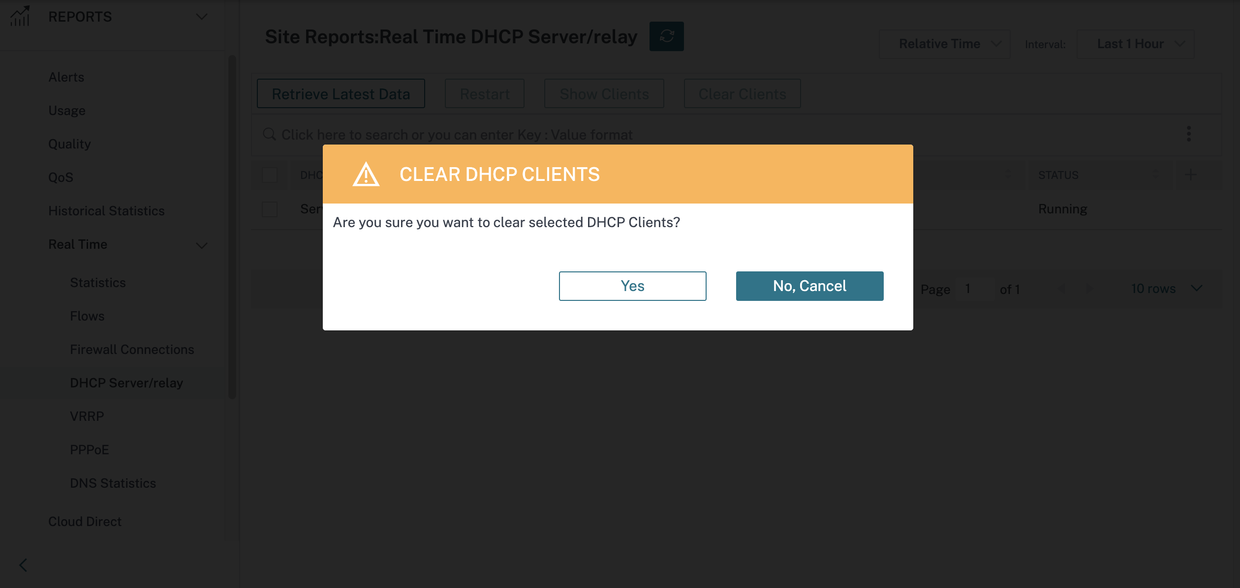 Real-time DHCP clear clients