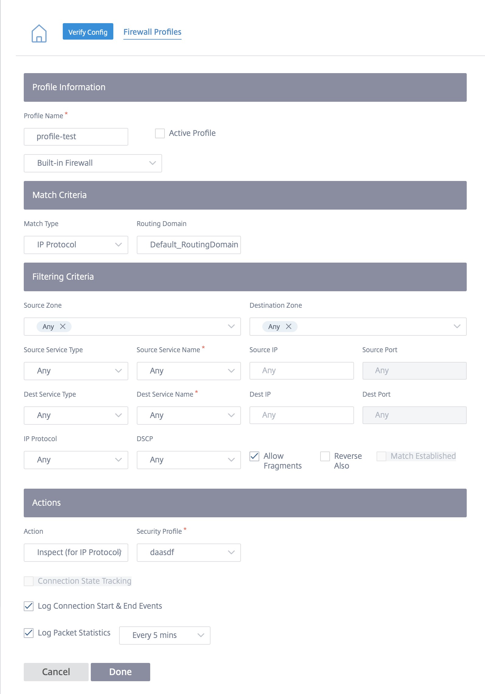 Directiva de firewall de seguridad perimetral