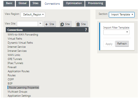 Import route policy template