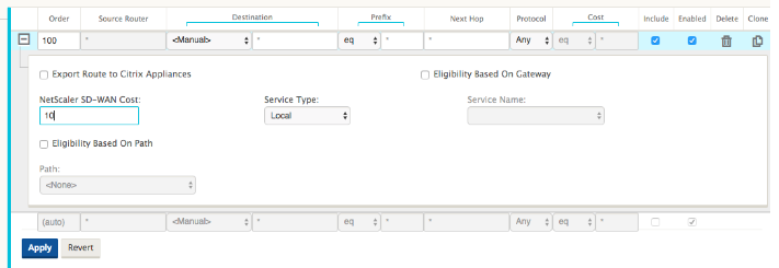 Coût de connexion BGP NSSDWAN