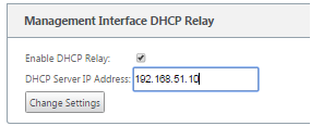 DHCP appliance settings DHCP relay