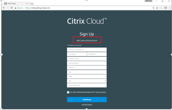 Citrix Cloudのゼロタッチデプロイメントログイン