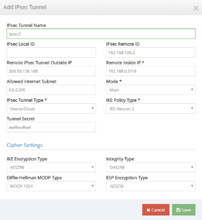 Add IPsec tunnel