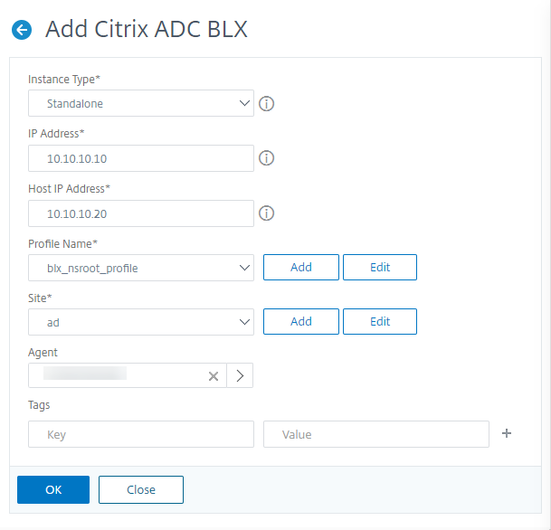 Add Citrix ADC BLX standalone instance to Citrix ADM
