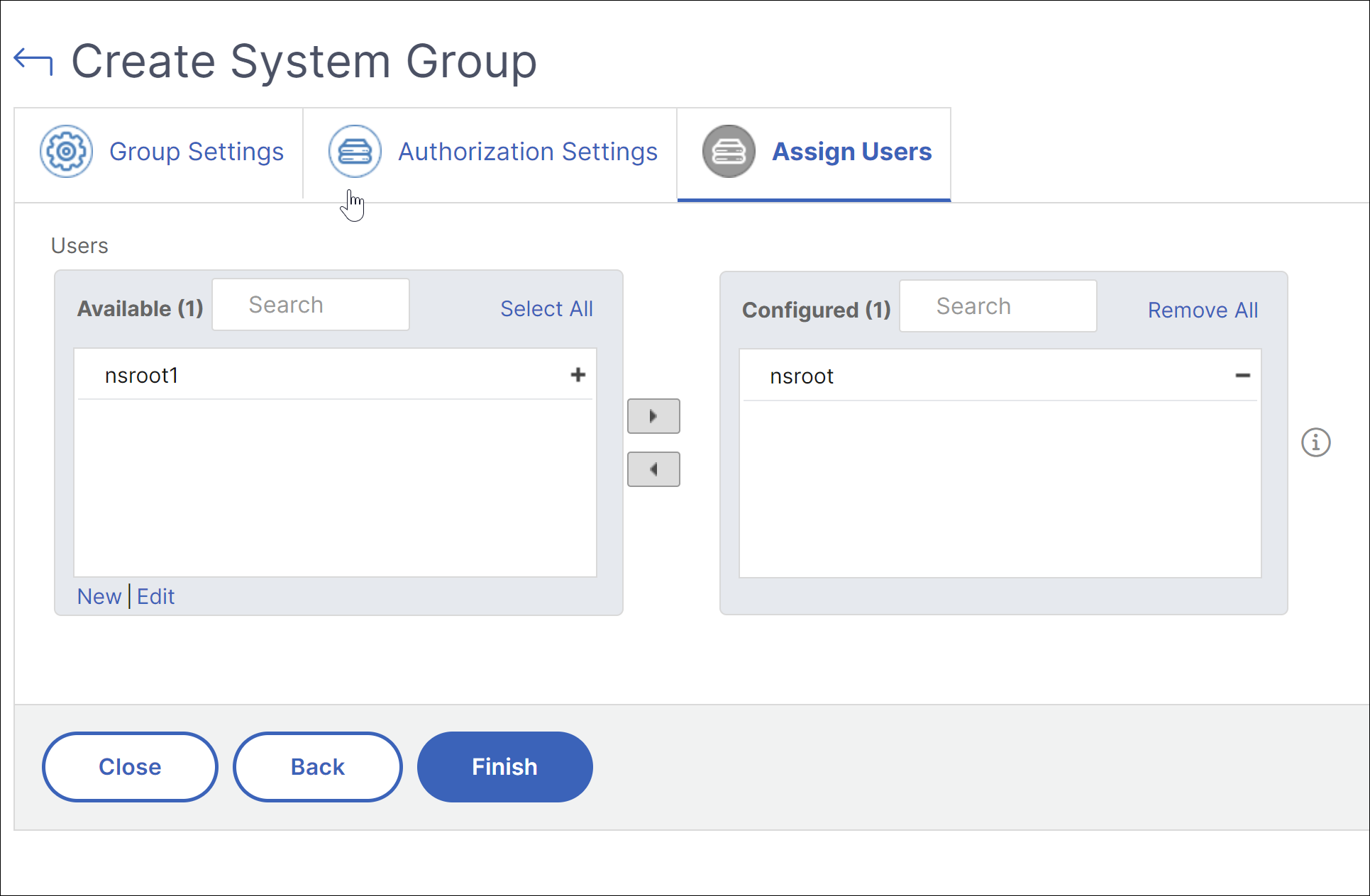Example to create a system group