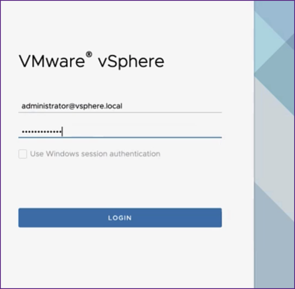 vSphere login