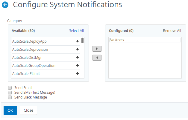 Configure system notifications
