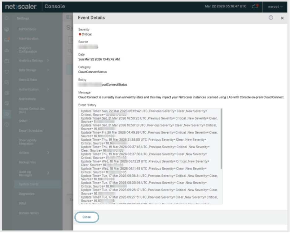 System event-based notifications